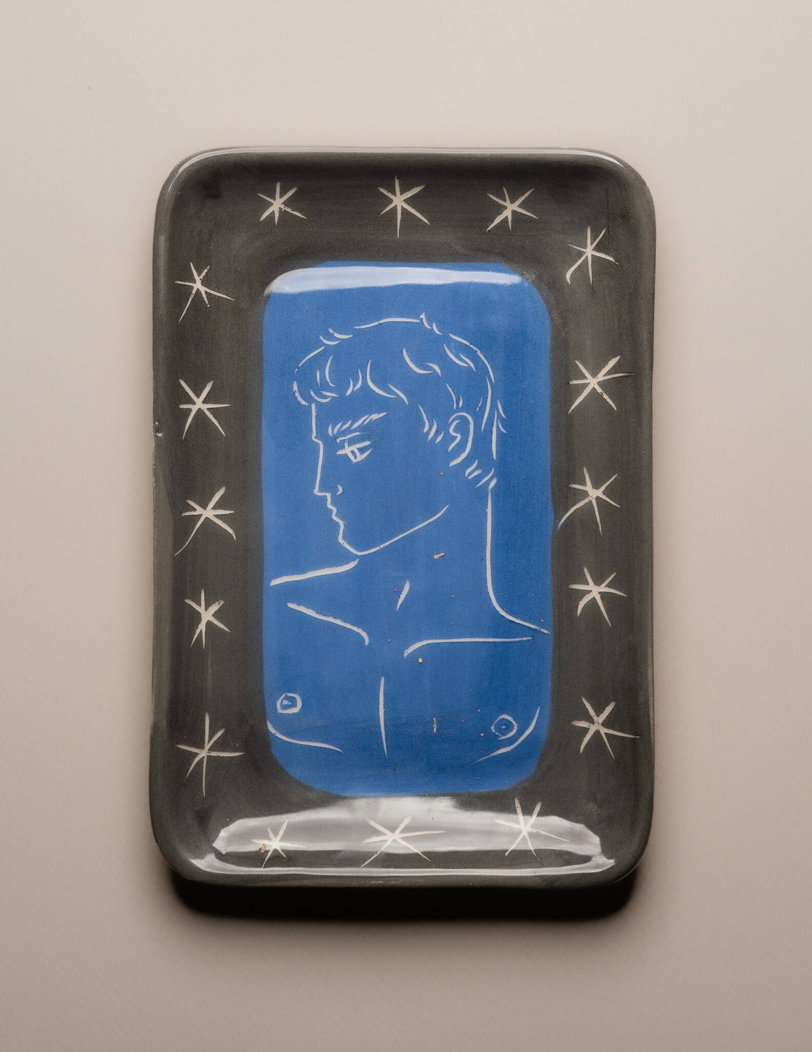 Vide-poche en céramique bleu