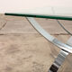 Space age chrome coffee table with thick glass top 1970