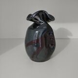 Signed enameled vase with asymmetrical free form
