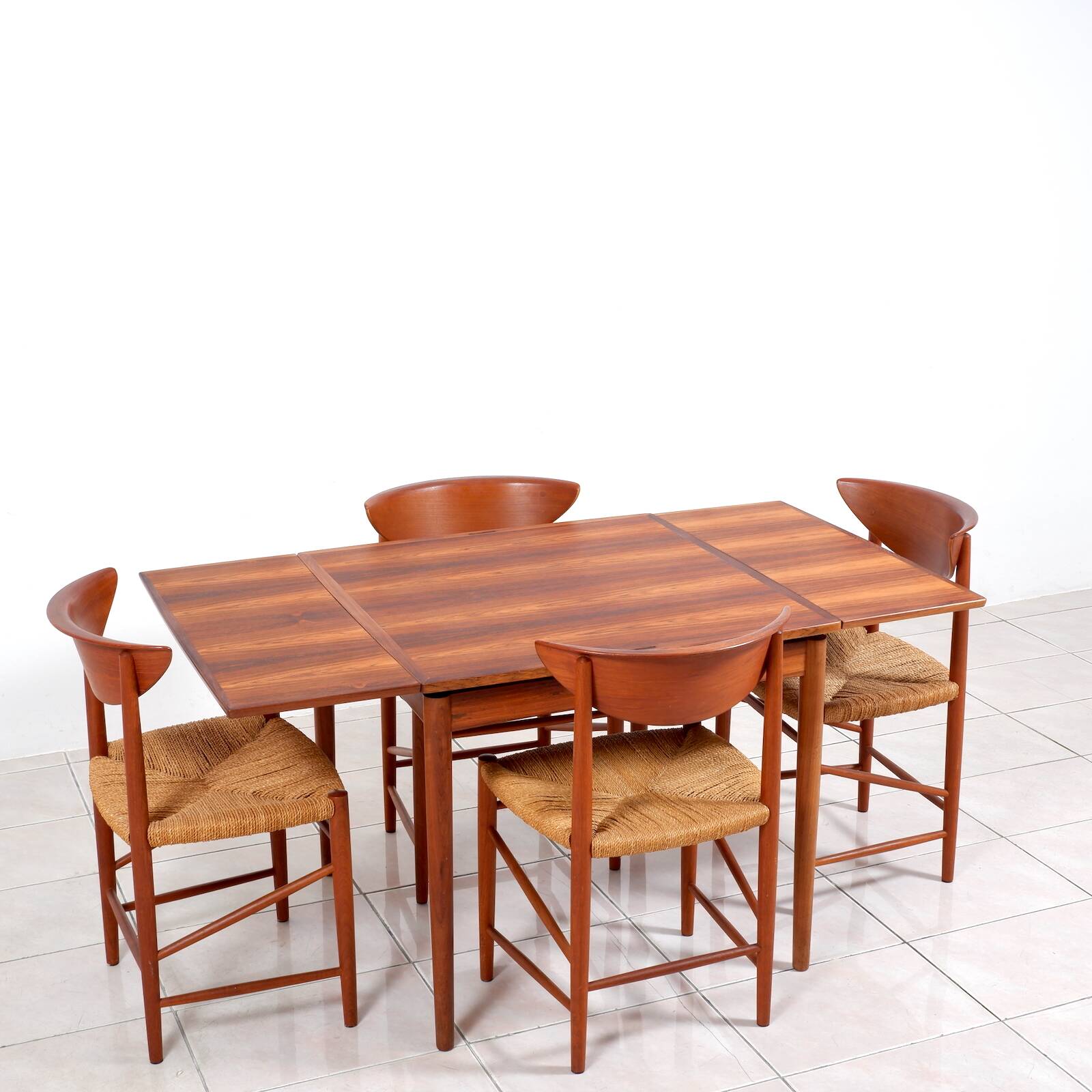 Rosewood / leather dining / gaming table by Poul Hundevad