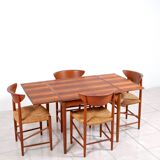 Rosewood / leather dining / gaming table by Poul Hundevad