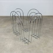 Postmodern chrome metal magazine rack from the 80s