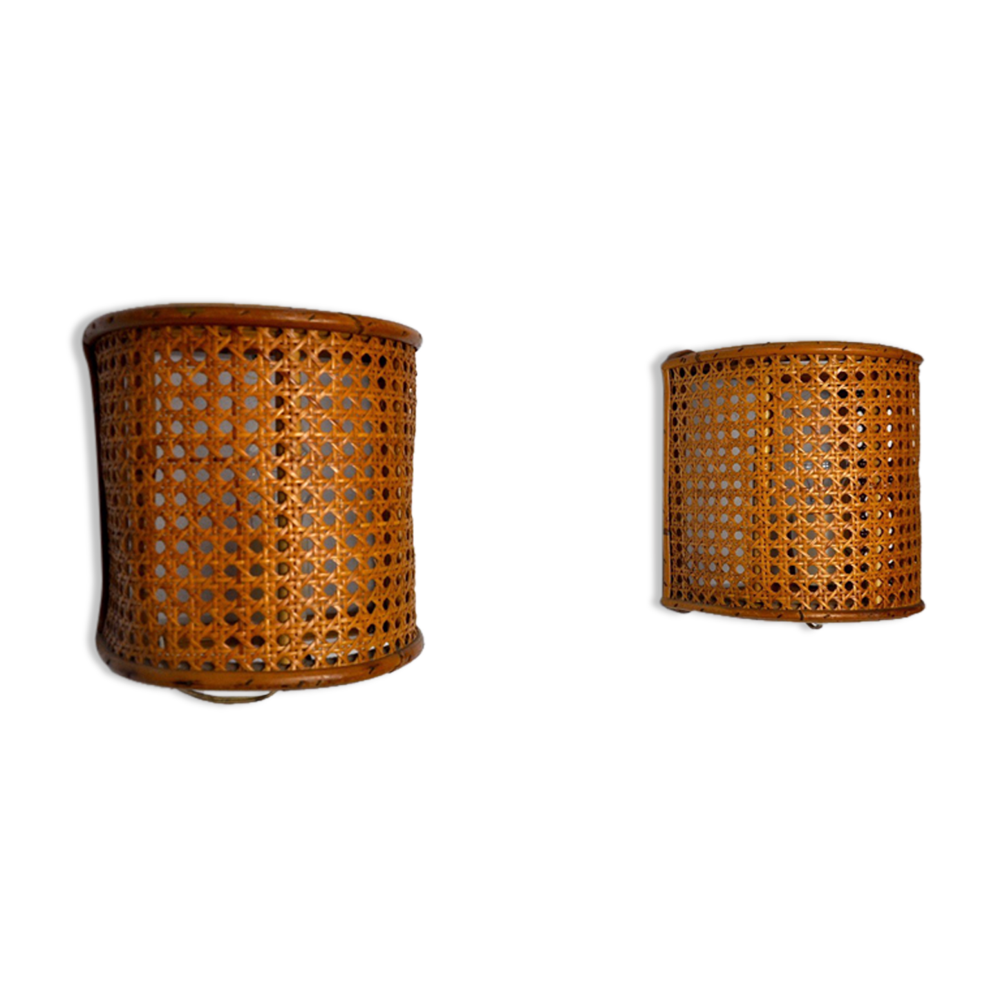 Pair of rattan wall lamps, France, 1960