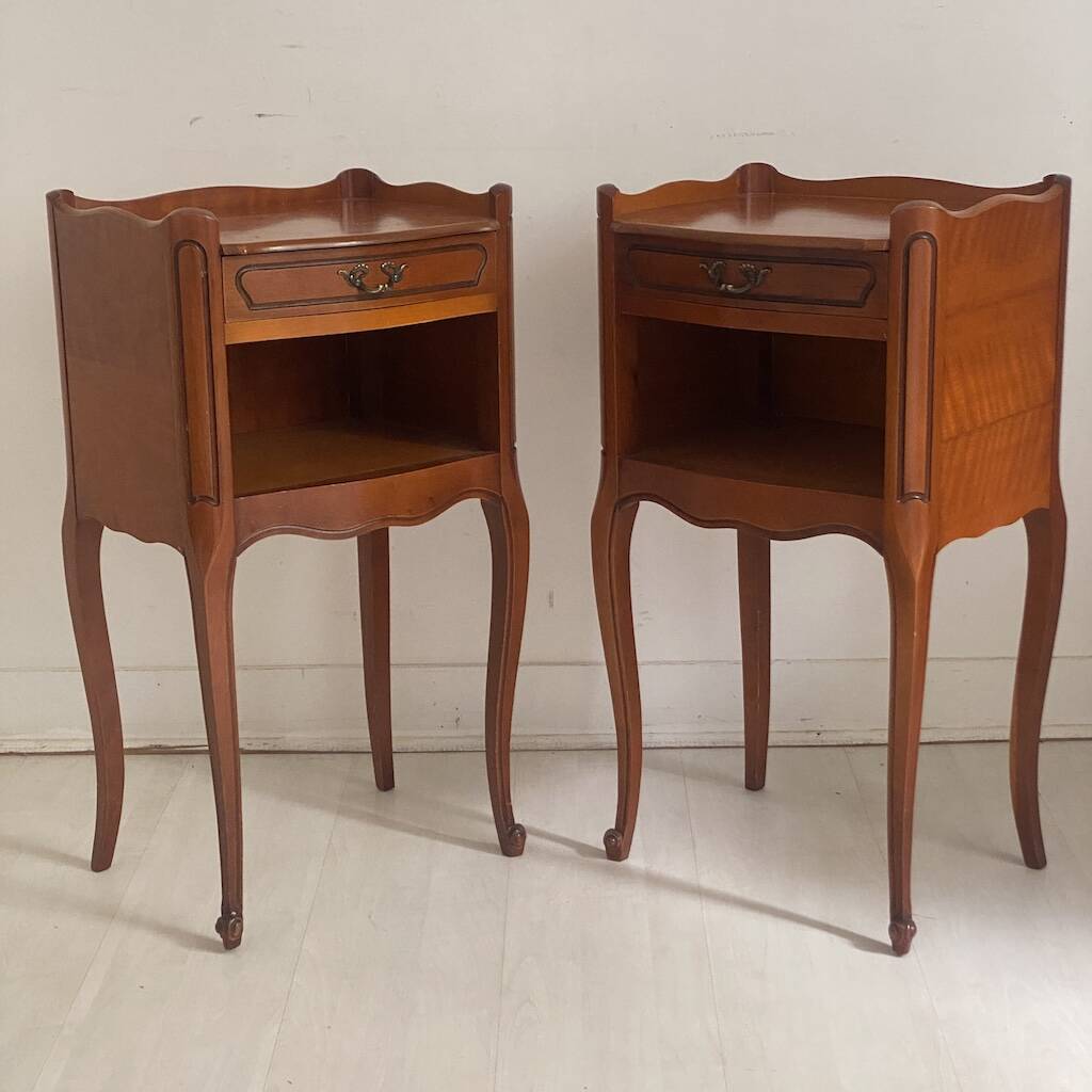 Pair of Louis XV style bedside tables in cherry wood.