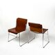 Ensemble de 4 chaises vintage italiennes en chrome et cuir des années 1970