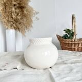 Cache-pot vintage automnal céramique motif barbotine noisettes