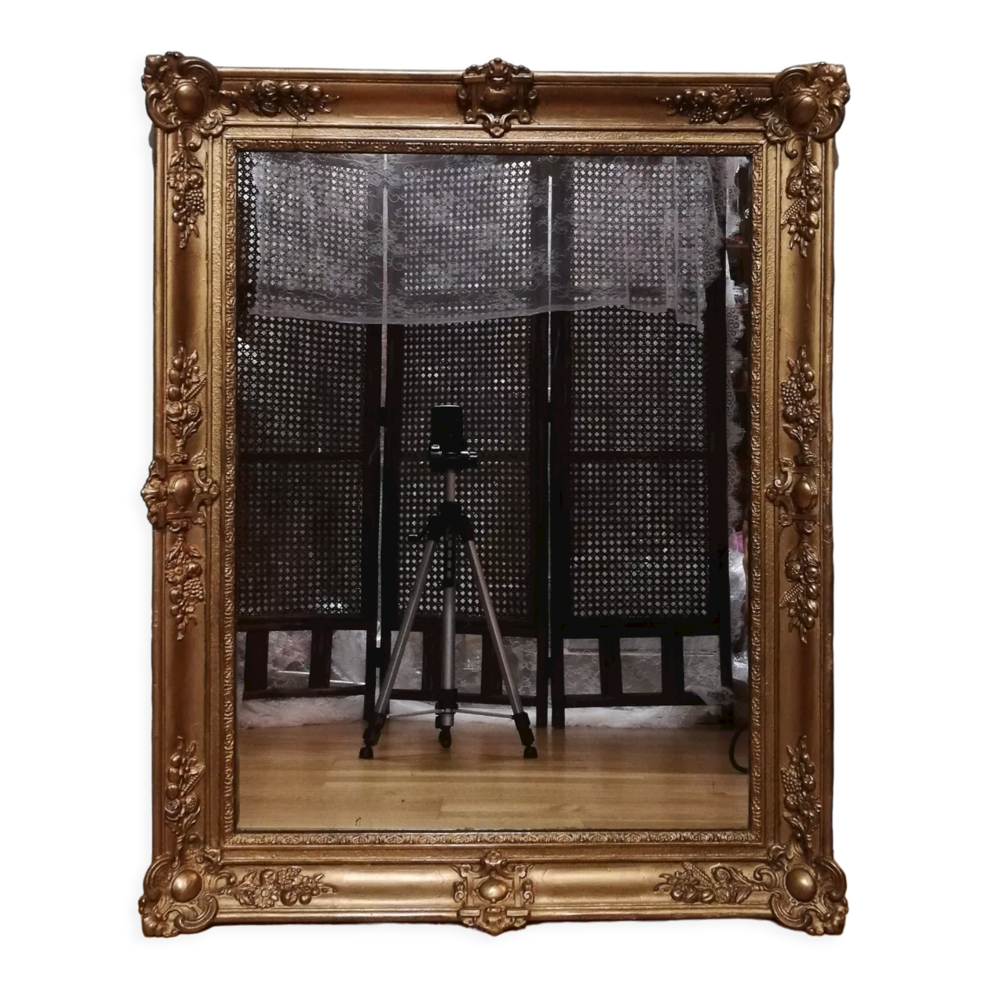 Wooden mirror and gilded stucco style Restoration height 94cm