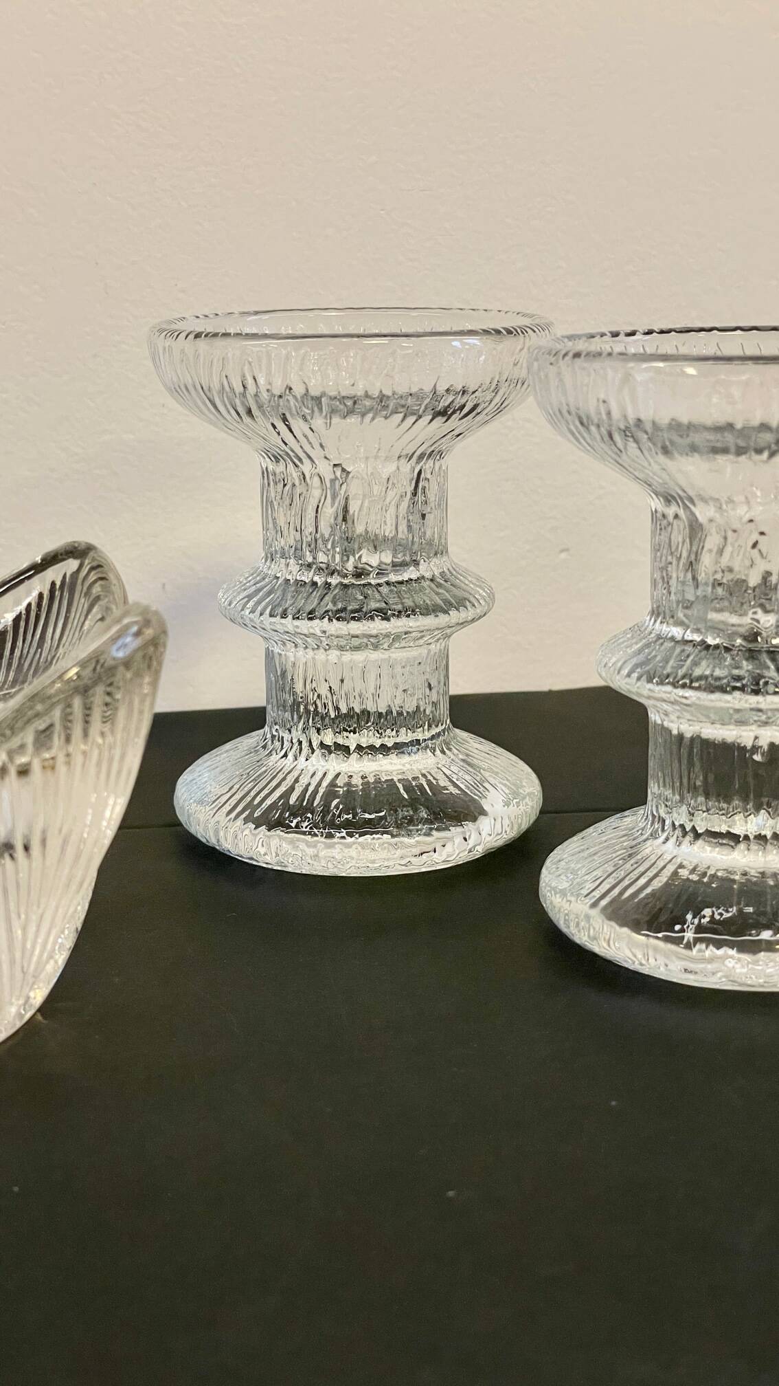 Vintage-style crystal candlesticks in the style of LITTLA