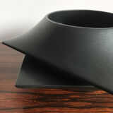 Franco Pozzi Italian black ceramic centerpiece vase 1960s