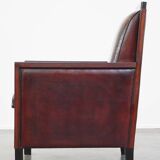 Sheepskin Art Deco design armchair combined with wood