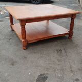 Square coffee table in fir double tray