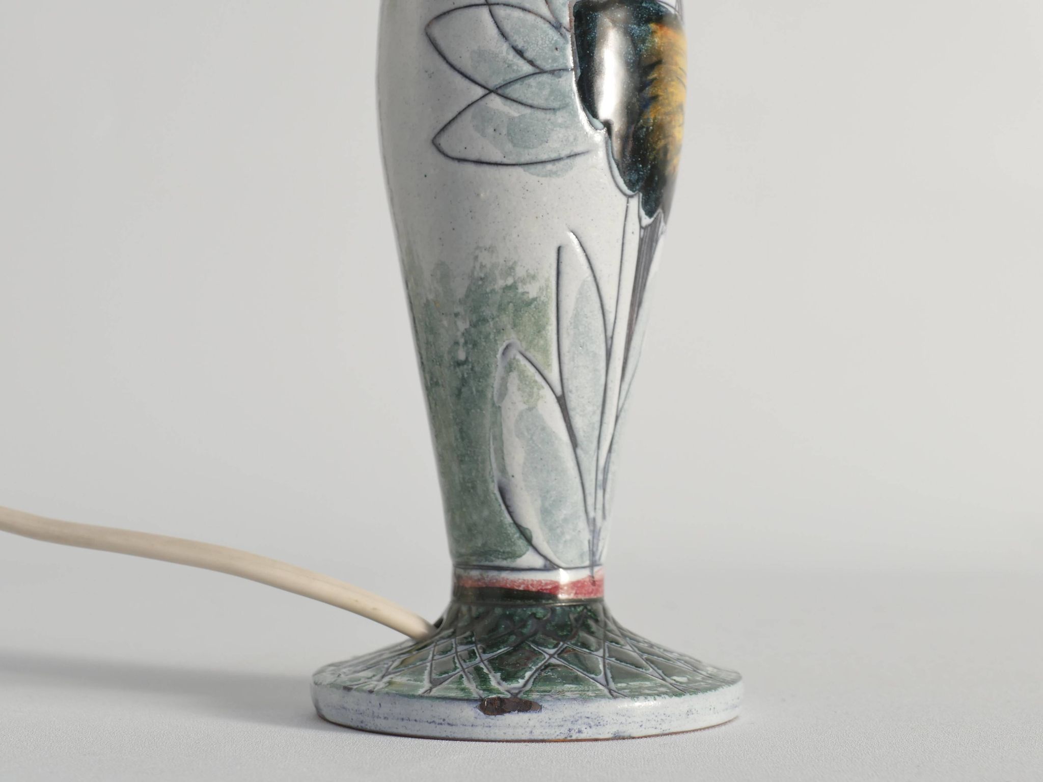 Scandinavian Modern Ceramic Butterfly Motif Table Lamp by Tilgmans, Sweden 1960
