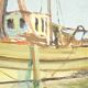 Oil Painting on Hardboard “Trawler and Tuna Boats”, signed G.Lhermitte – Mid 20th century