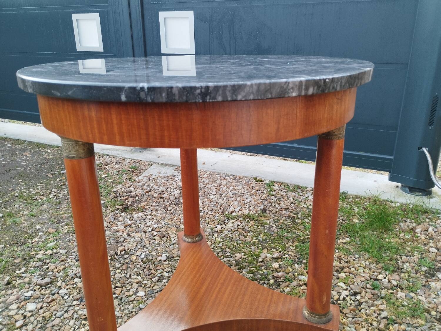 Empire style pedestal table with marble top