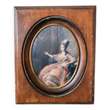 Miniature portrait frame on fabric