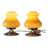 Table Lamps In Cream Opaline & Chrome, Bulgaria 1960s