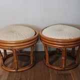 Pair of rattan stools