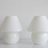 Pair of vintage mushroom lamp in blown glass