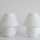 Paire de lampes vintage champignon en verre soufflé
