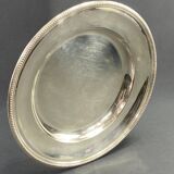 Circular silver metal dish signed Christofle pearl model