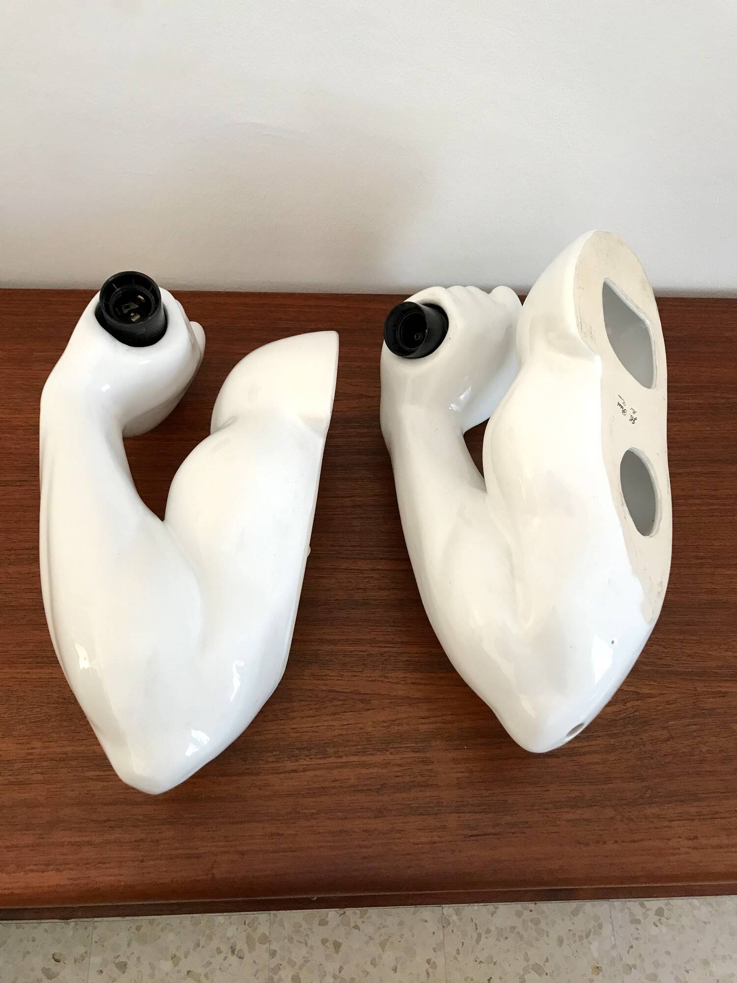 Vintage ceramic wall lamp by JC Peiré 80s