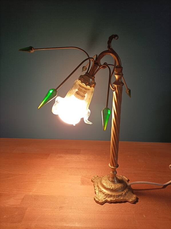 Unique original room lamp glass flower shade golden support