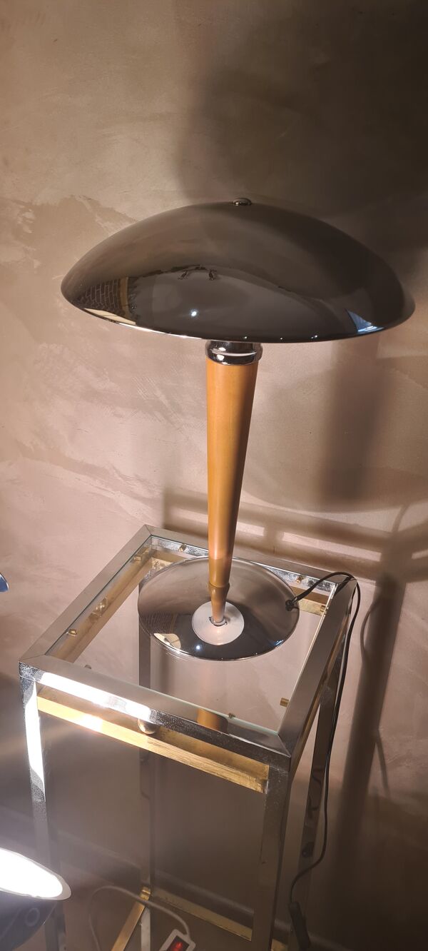 Lampe champignon (dit paquebot), h45 x l32, chrome  nickel