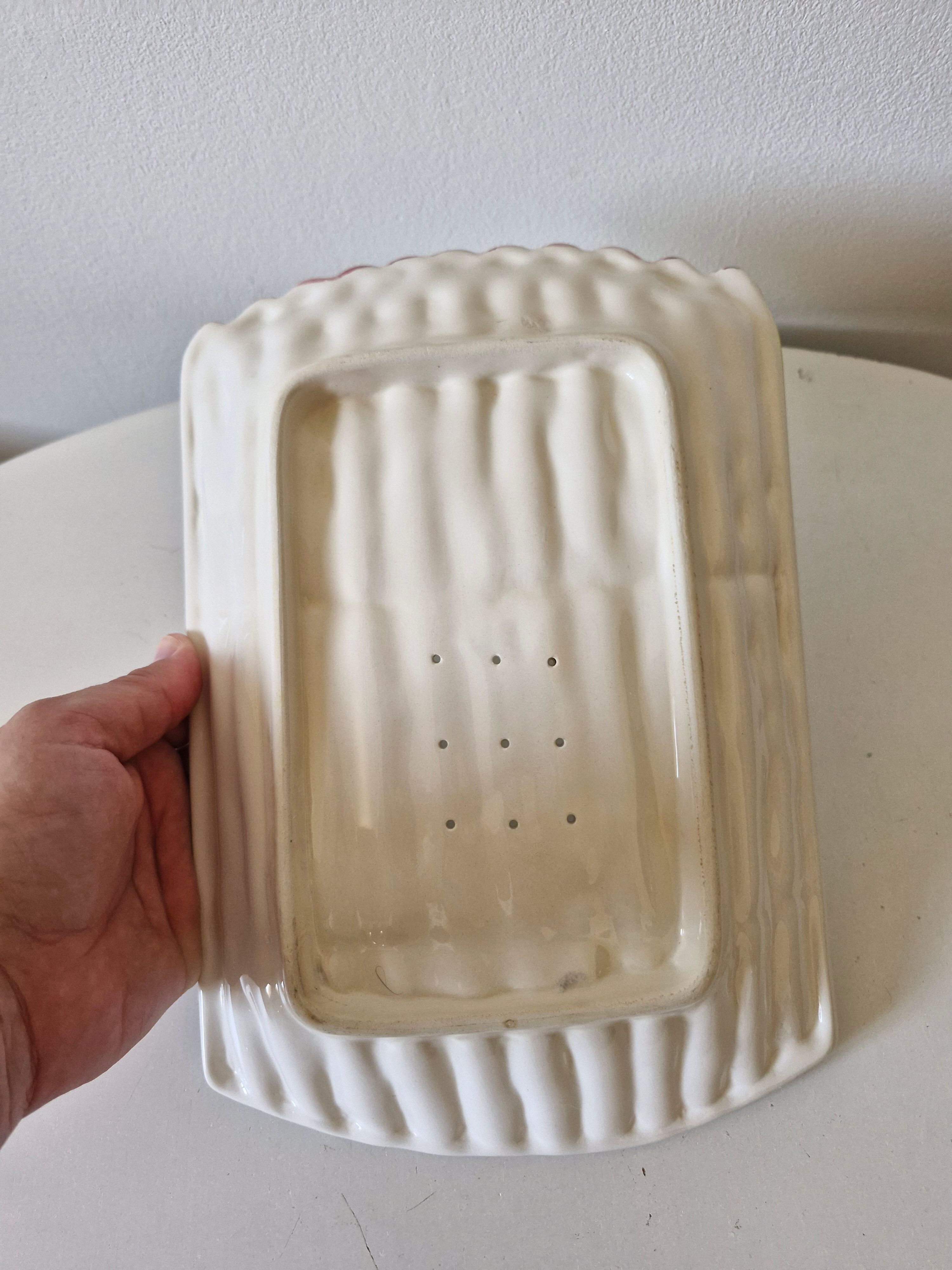 Vintage ceramic asparagus dish and drainer Barbotine