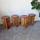 Set of 4 oak stools from the 1950s, constructivist style.