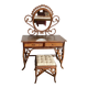 Vintage rattan dressing table with mirror and stool 1970