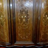 Louis XV wardrobe curved on all sides in precious wood marquetry circa 1900