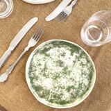 Set of two handmade porcelain plates speckled green