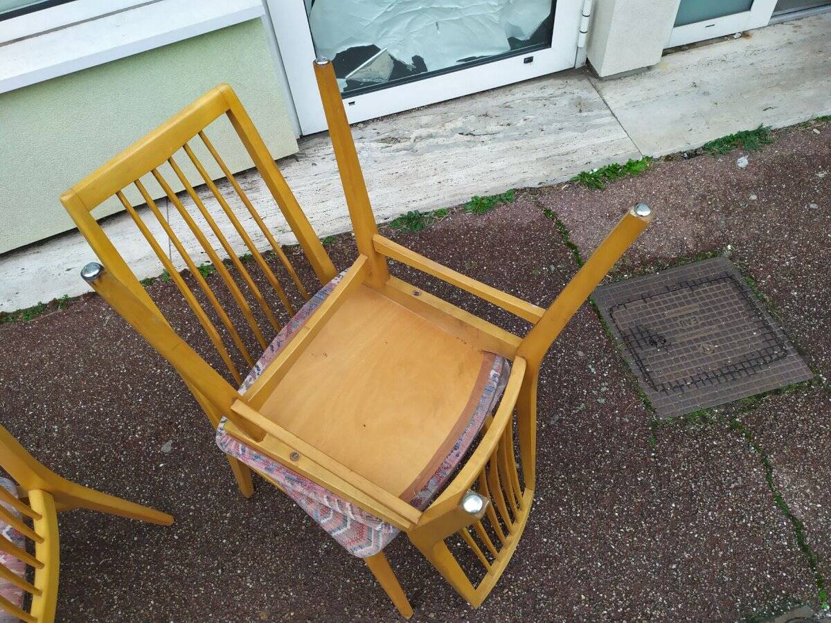 Lot de 8 chaises scandinave bois et tissu