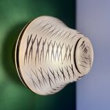 Vintage Art Deco globe wall/ceiling light in white, black, and gold glass.