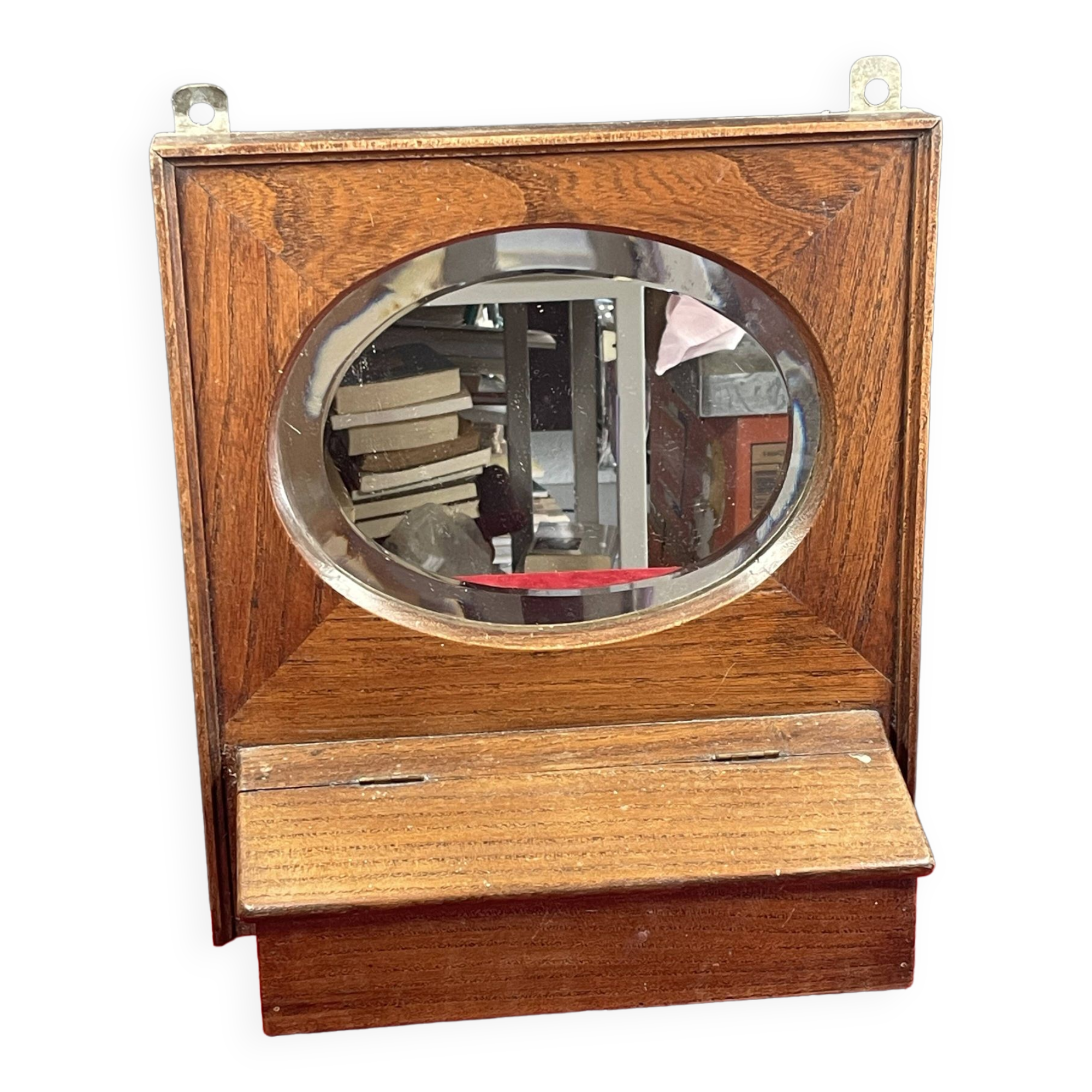 Barber mirror natural wood to hang