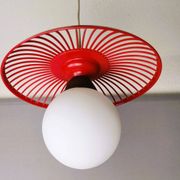 Lampe à Suspension de Table de Cuisine Mid-Century en Plastique Rouge, 1960s