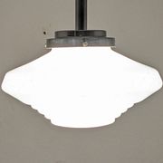 Art Deco glass suspension from Clichy, speckled white, France circa 1920.