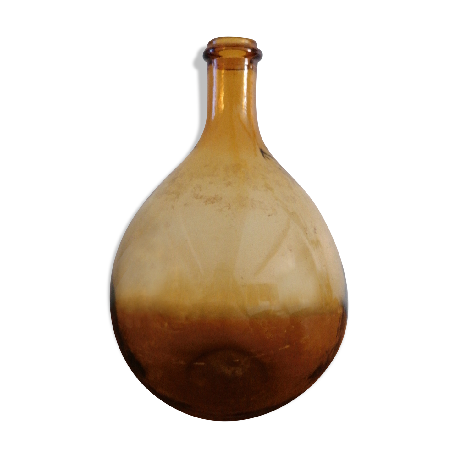 Demijohn canister in blown amber glass