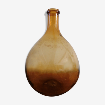 Demijohn canister in blown amber glass