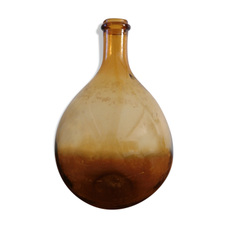 Demijohn canister in blown amber glass