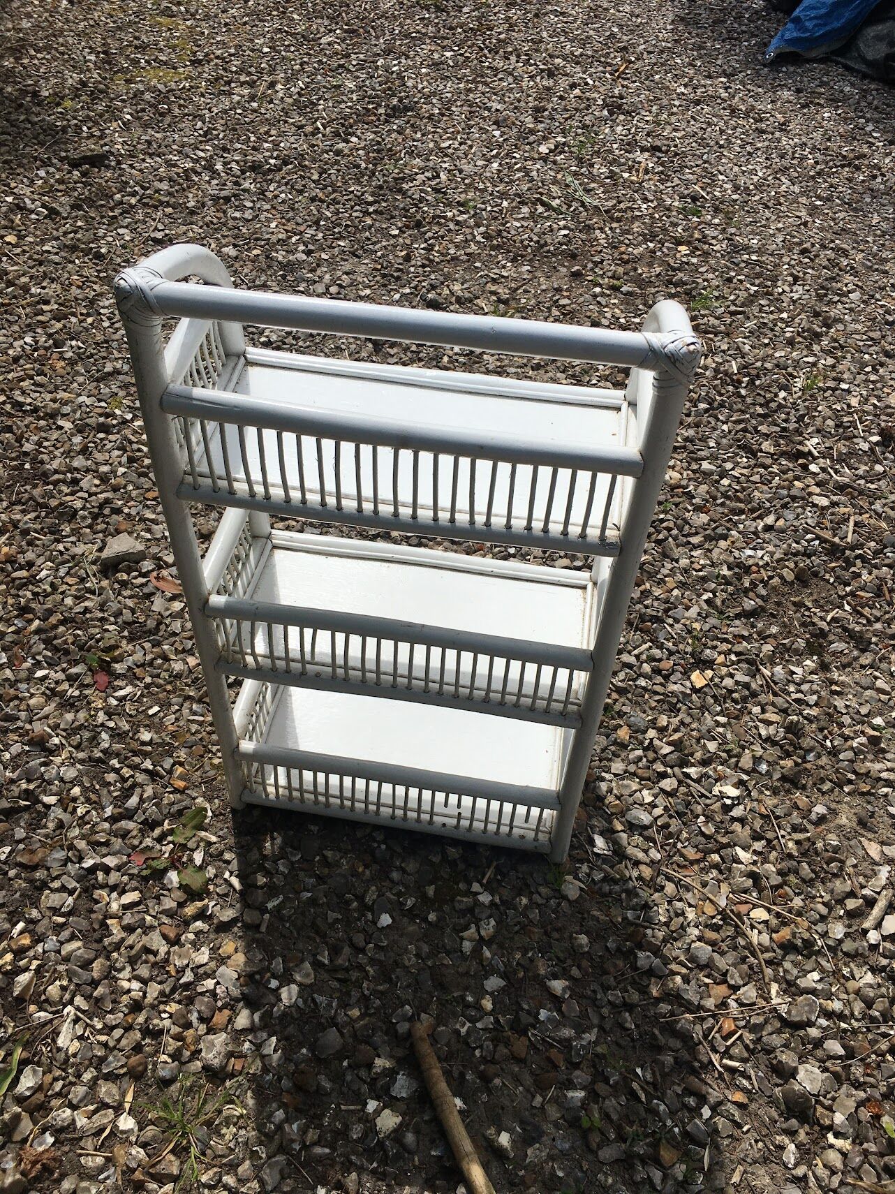 White rattan shelf cabinet