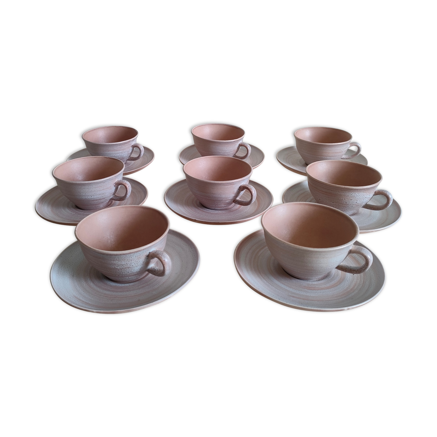 Set of 8 cups in pink sandstone
