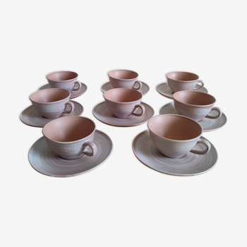 Set of 8 cups in pink sandstone