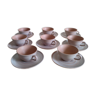 Lot de 8 tasses en grès rose