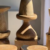 Coffee table, or openwork cubic stool in natural monoxyle mango wood H40.