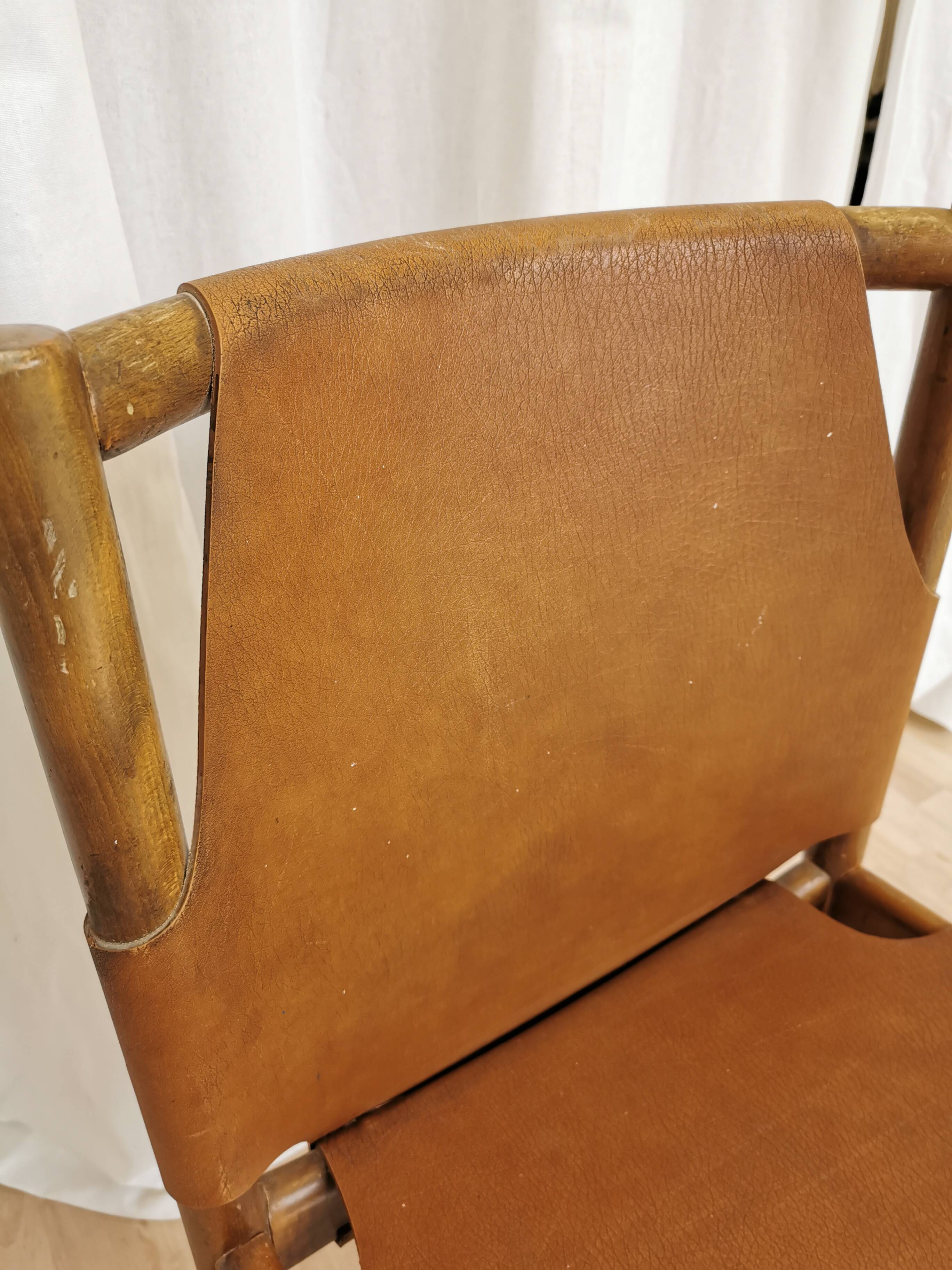 Vintage Janez Lajovic Leather Dining Chair: Mid-Century Modern 1980s