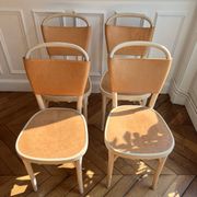 4 Gemla Vilda 3 dining chairs – Solid beech and natural leather – Sweden