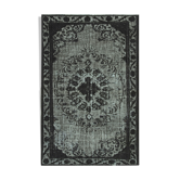 Hand-knotted vintage turkish 1970s 191 cm x 293 cm black rug