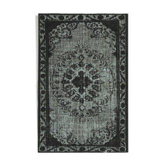 Hand-knotted vintage turkish 1970s 191 cm x 293 cm black rug