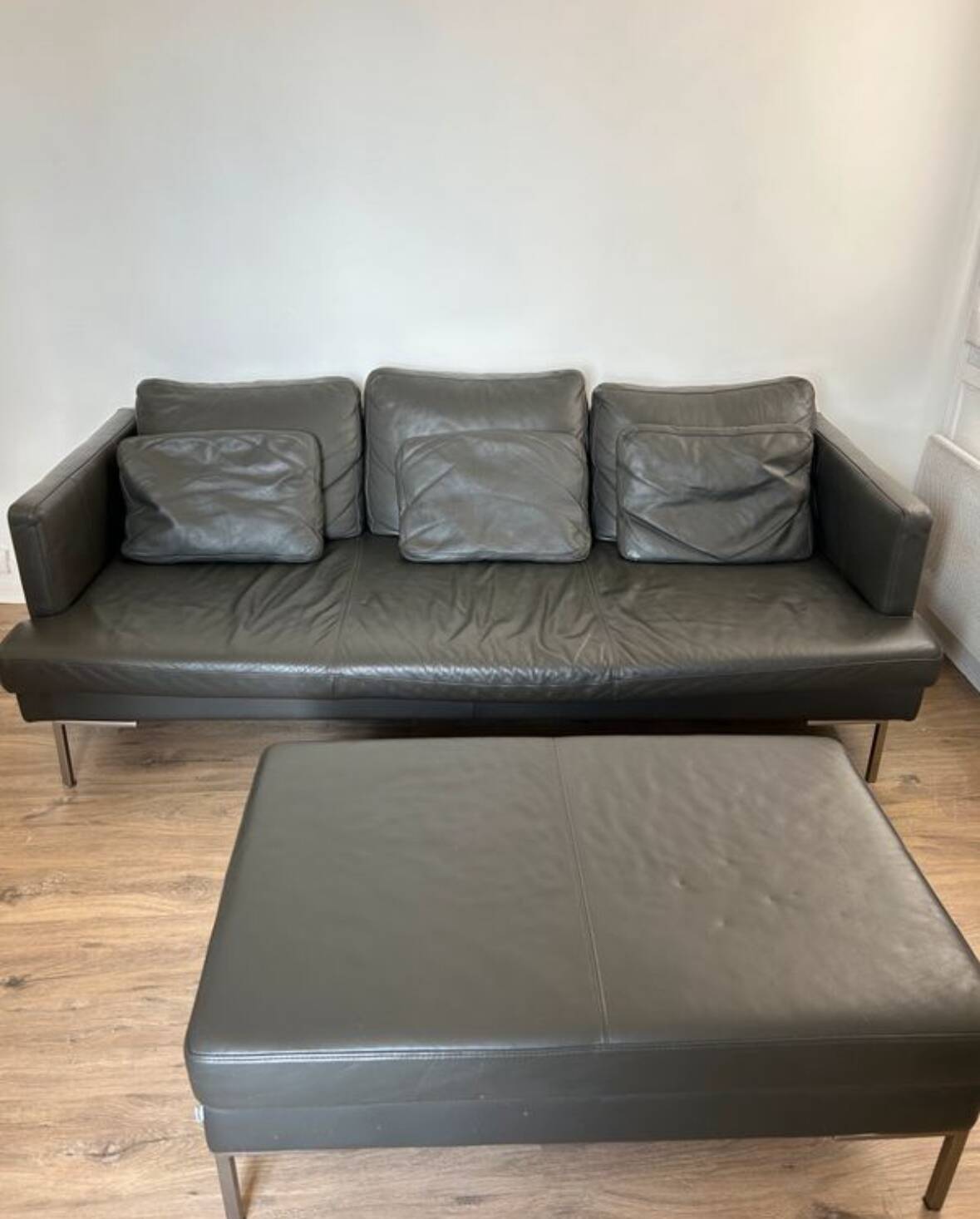 BoConcept leather sofa + matching ottoman